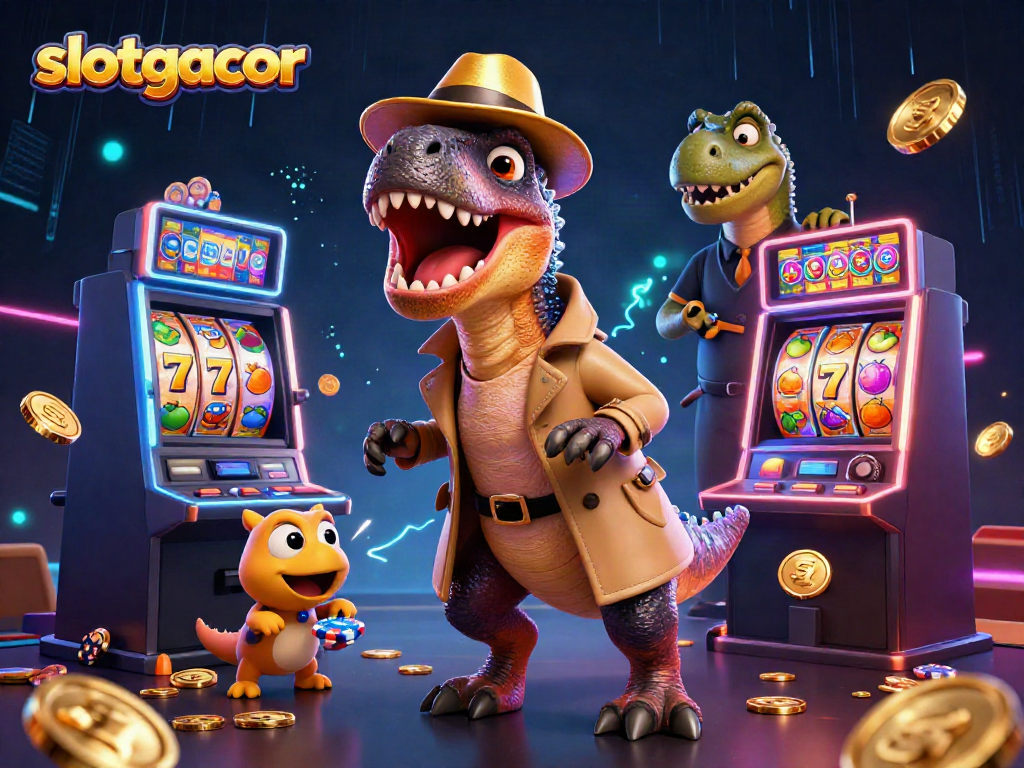 Experience excitement at slotgacor with a velociraptor card counter and rich casino elements.