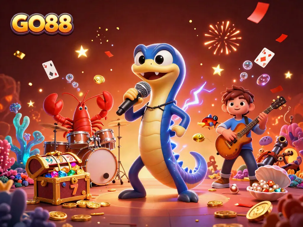 Experience GO88's thrilling underwater casino with vibrant characters, exciting gameplay elements, and dynamic energy.