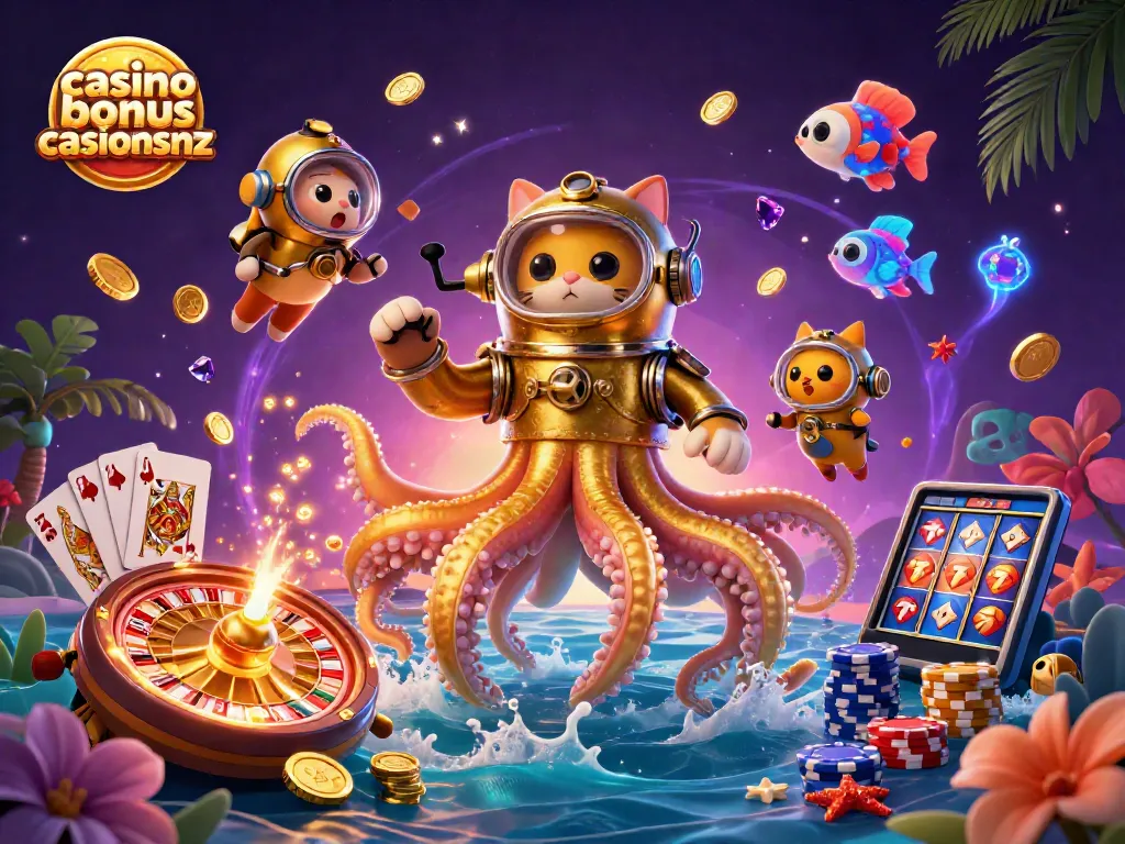Engage with casino bonus casinosnz in this vibrant underwater casino adventure scene.